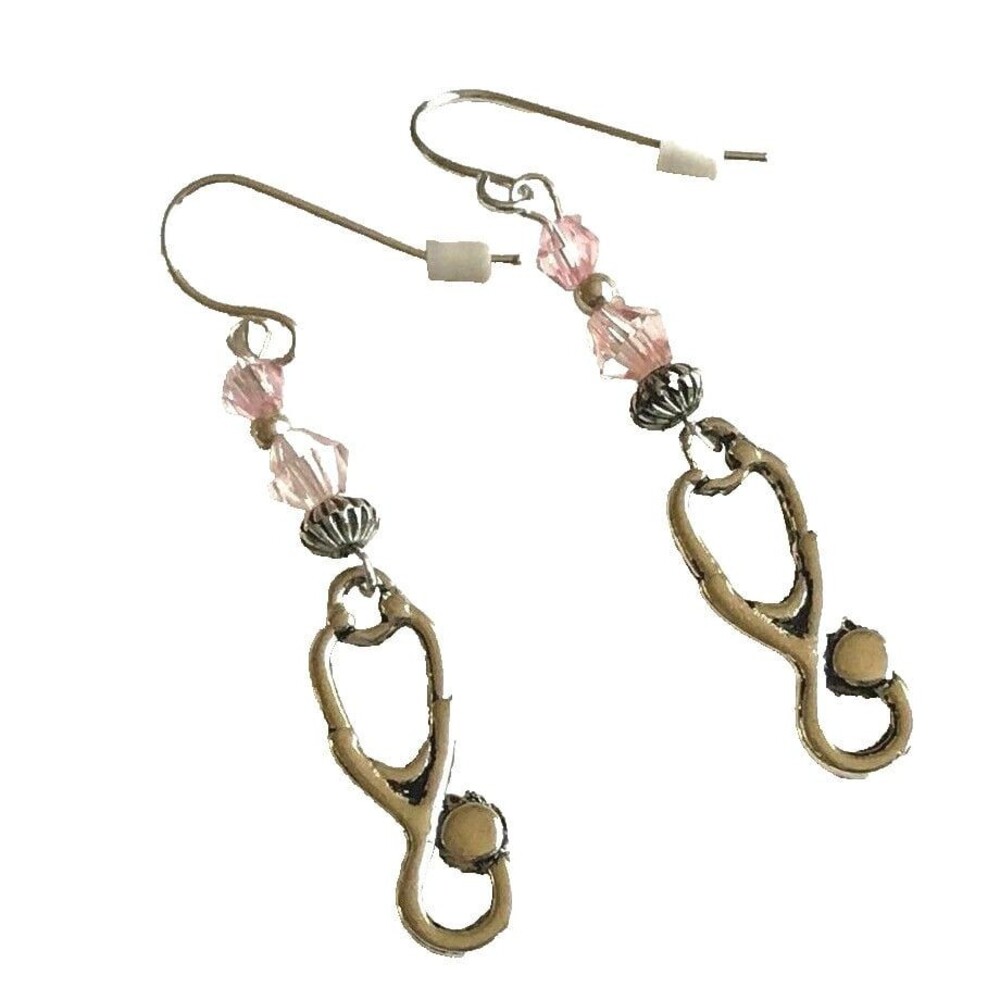 Stethoscope Earrings Silver Plated Medical Nursing Gift MD RN LPN CNA ARNP
